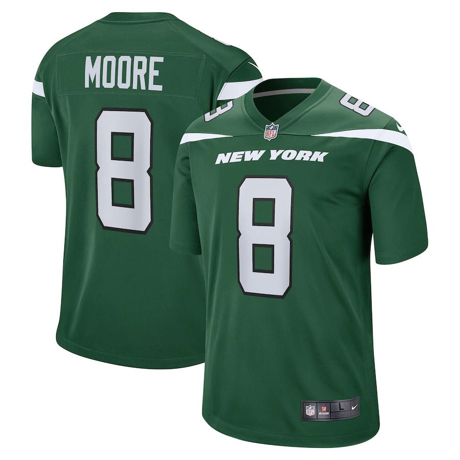 Men New York Jets 8 Elijah Moore Nike Gotham Green 2021 Draft Pick Player Game NFL Jersey